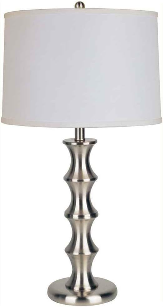 Satin-Nickel Metal Table Lamp with Linen Shade - 29-1/2-Inch, 150-Watt by ORE International