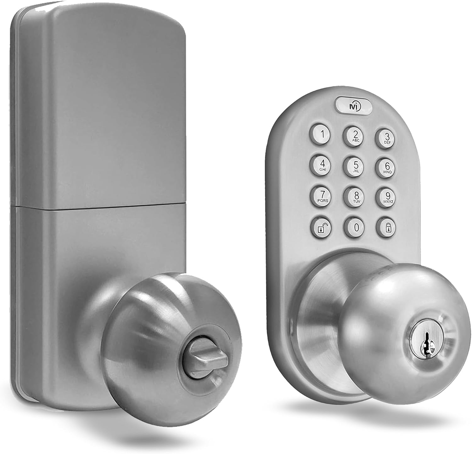 Satin Nickel MiLocks TKK-02SN Digital Door Knob Lock with Electronic Keypad - Keyless Security