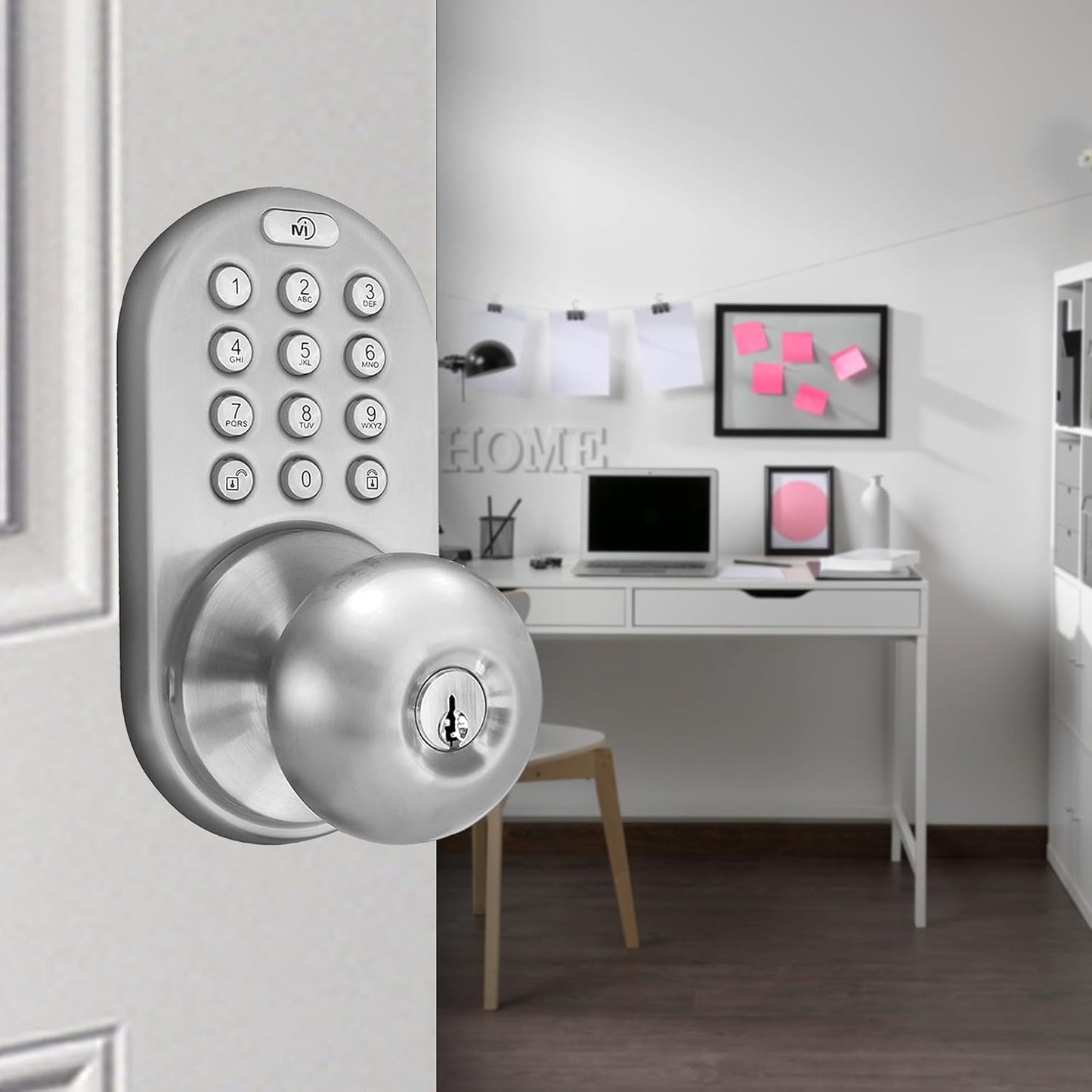 Satin Nickel MiLocks TKK-02SN Digital Door Knob Lock with Electronic Keypad - Keyless Security