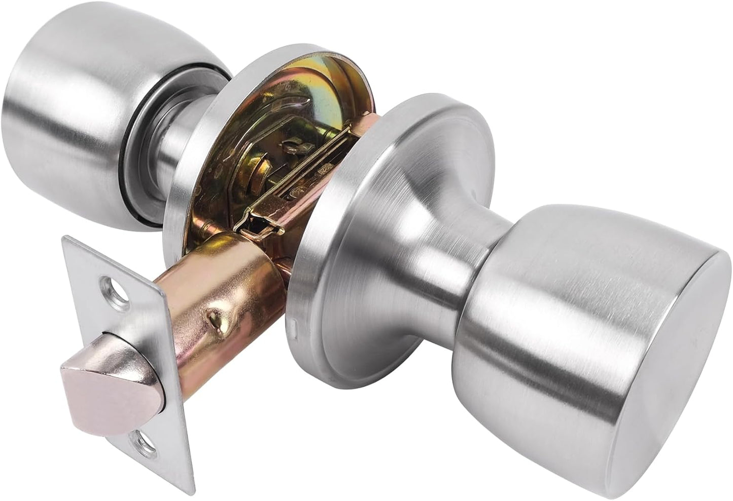 Satin Nickel Passage Door Knob for Hall & Closet - Single Pack Non-Locking Exterior Door Knob
