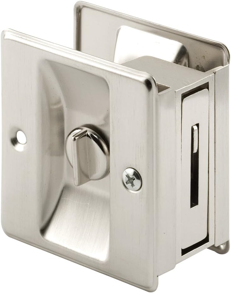 Satin Nickel Pocket Door Privacy Lock with Pull - Easy Replacement for Old or Damaged Locks - Single Pack - WildKart