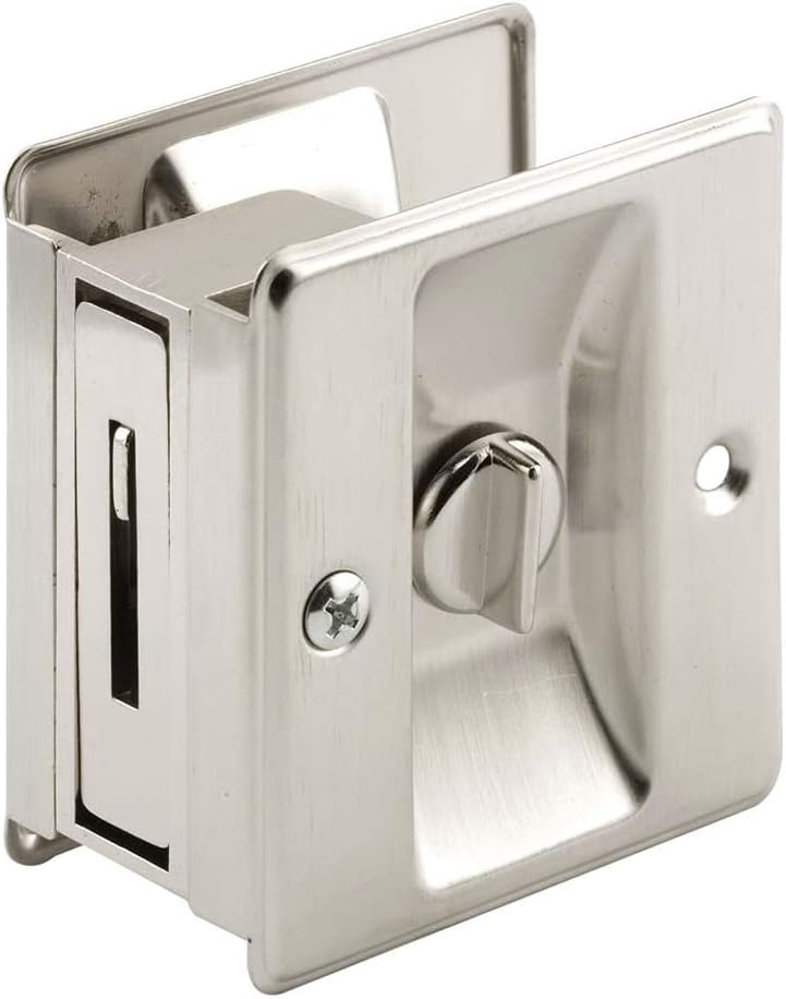 Satin Nickel Pocket Door Privacy Lock with Pull - Easy Replacement for Old or Damaged Locks - Single Pack - WildKart