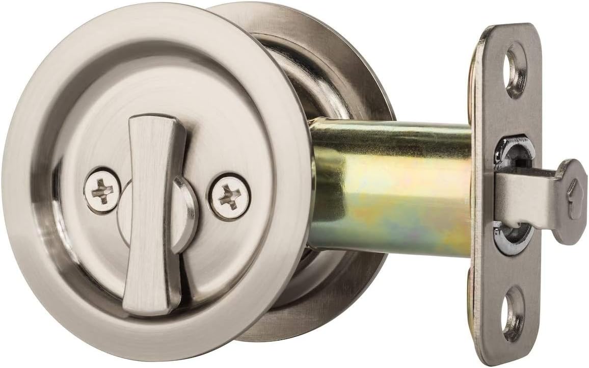 Satin Nickel Round Privacy Pocket Door Latch for Bed/Bath by Citiloc - WildKart
