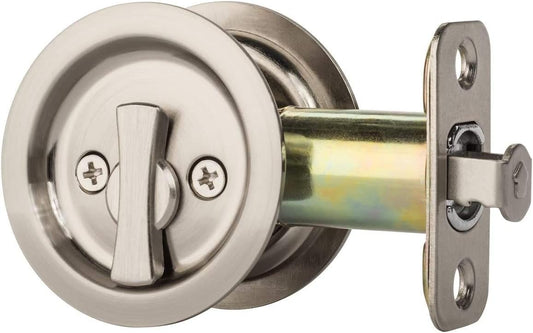 Satin Nickel Round Privacy Pocket Door Latch for Bed/Bath by Citiloc - WildKart