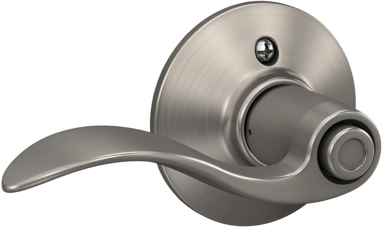 Satin Nickel Schlage F40 ACC 619 Accent Door Lever for Bed & Bath Privacy Lock - WildKart