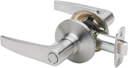 Satin Stainless Daley Push Button Privacy Door Lever by Copper Creek - Model DL1231SS