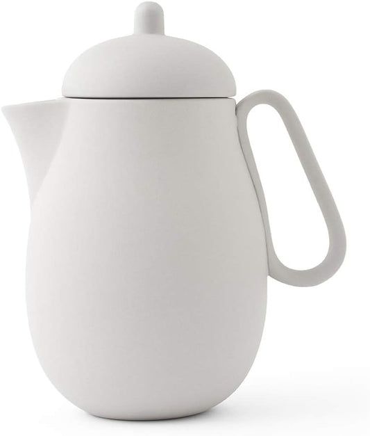 Scandinavian VIVA Nina Stone Grey Porcelain Tea Pot - 34 oz with Loose Leaf Tea Infuser Mesh and Drip-Free Spout