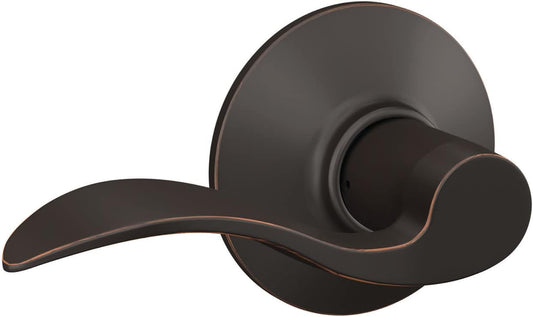 Schlage F10 V ACC 716 Accent Door Lever in Aged Bronze for Hall & Closet - Passage Lock
