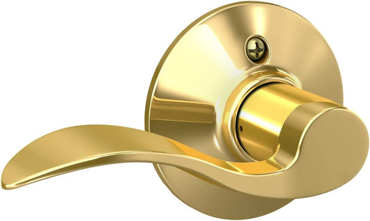 Schlage F170 ACC 605 RH Right Handed Accent Dummy Door Lever, Non-Turning Handle - Bright Brass