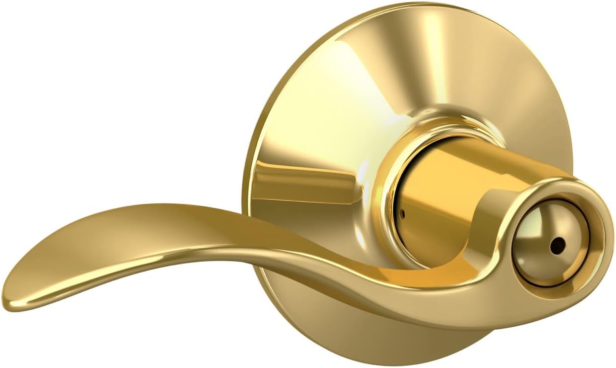 Schlage F40 V ACC 605 Bright Brass Accent Door Lever for Bed & Bath Privacy Lock