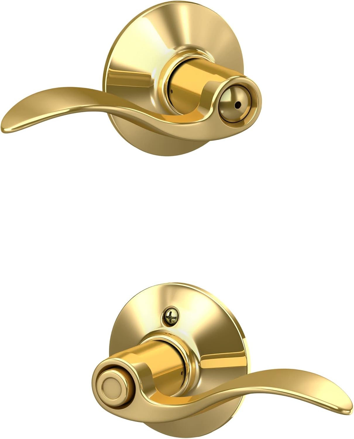 Schlage F40 V ACC 605 Bright Brass Accent Door Lever for Bed & Bath Privacy Lock
