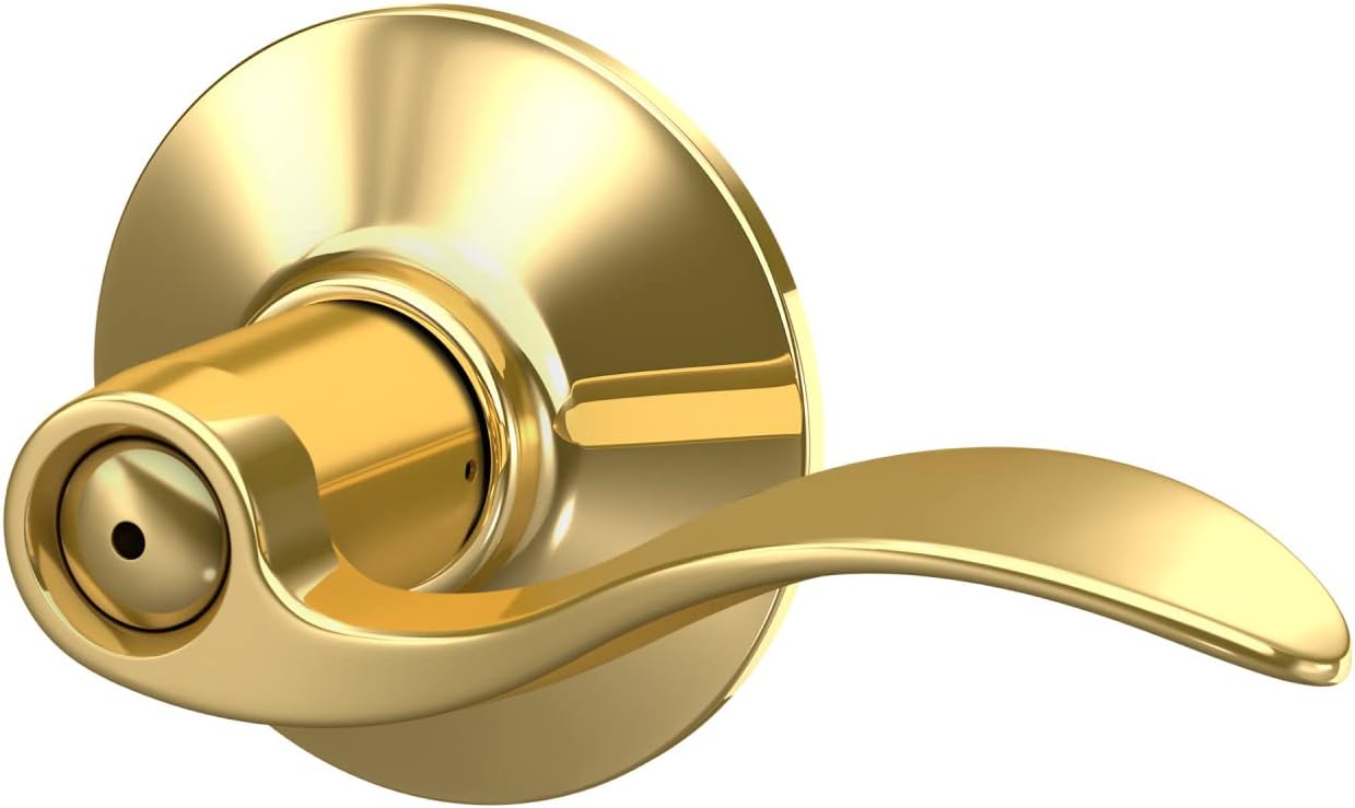 Schlage F40 V ACC 605 Bright Brass Accent Door Lever for Bed & Bath Privacy Lock