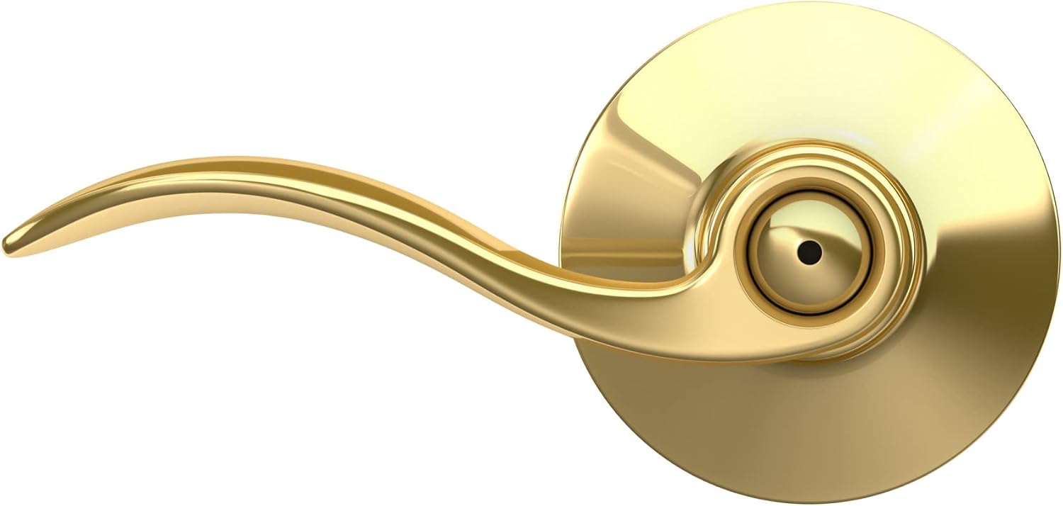 Schlage F40 V ACC 605 Bright Brass Accent Door Lever for Bed & Bath Privacy Lock