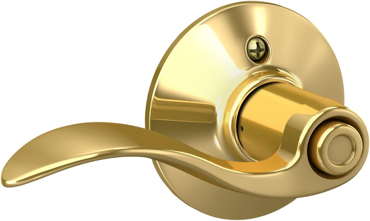 Schlage F40 V ACC 605 Bright Brass Accent Door Lever for Bed & Bath Privacy Lock