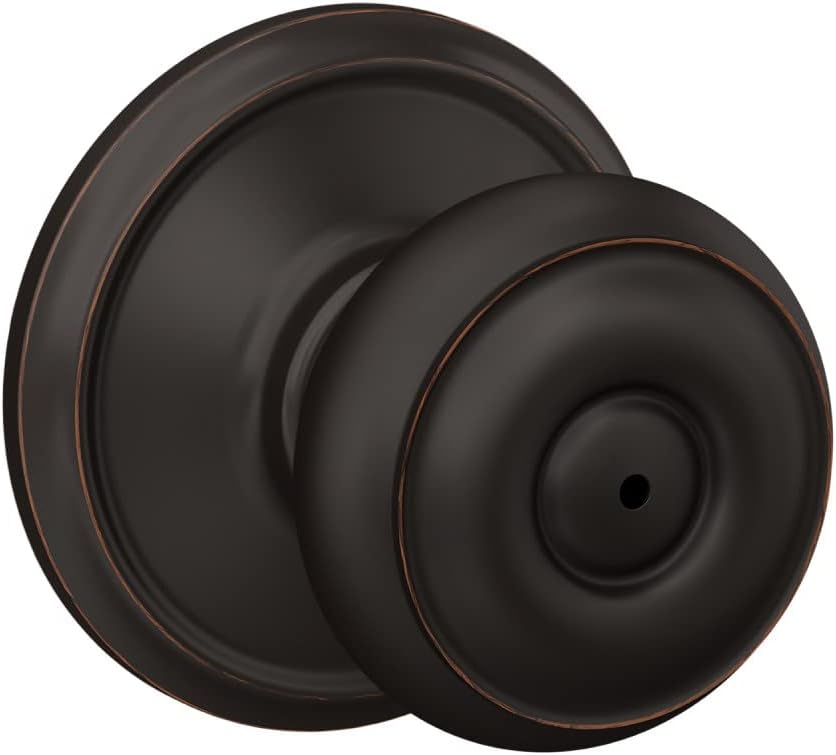 Schlage F40 V GEO 716 Georgian Bed & Bath Privacy Door Knob Lock in Aged Bronze