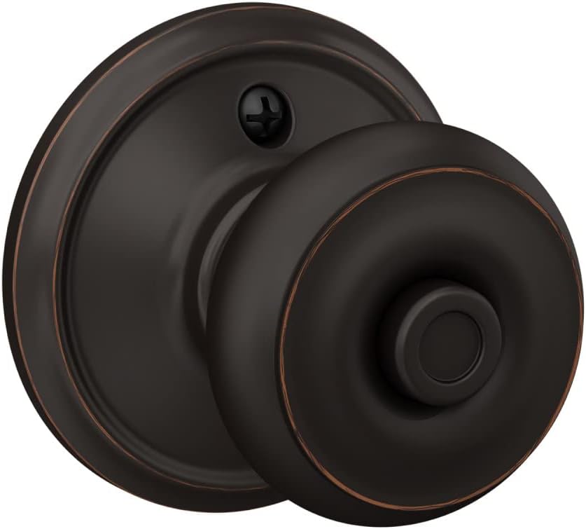 Schlage F40 V GEO 716 Georgian Bed & Bath Privacy Door Knob Lock in Aged Bronze