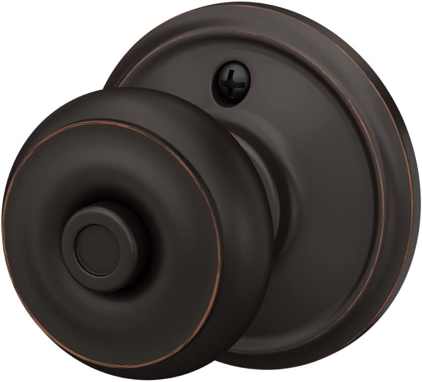 Schlage F40 V GEO 716 Georgian Bed & Bath Privacy Door Knob Lock in Aged Bronze