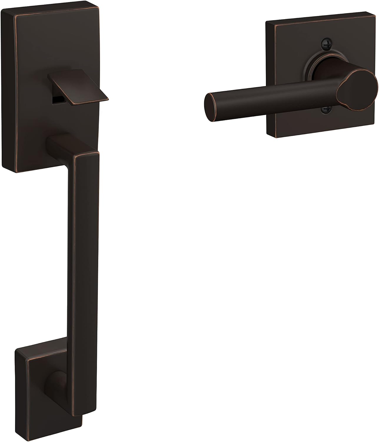 Schlage FE285 CEN 716 BRW COL 16-080 10-027 134 Front Entry Handleset Interior, Collins Trim, Aged Bronze - Secure and Stylish Entryway Upgrade
