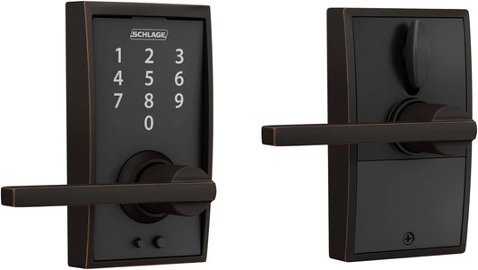 Schlage FE695 CEN 716 LAT Touch Century Lock with Latitude Lever, Keyless Entry, Aged Bronze, Electronic Security