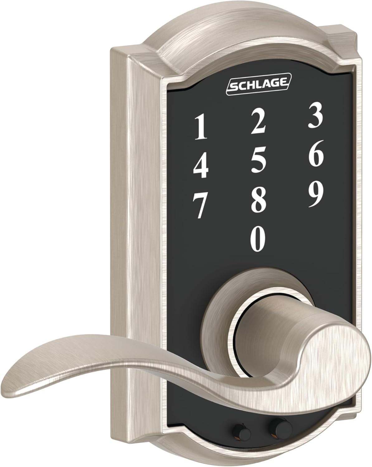 Schlage Touch Camelot FE695 CAM 619 Acc Satin Nickel Smart Lock with Accent Lever