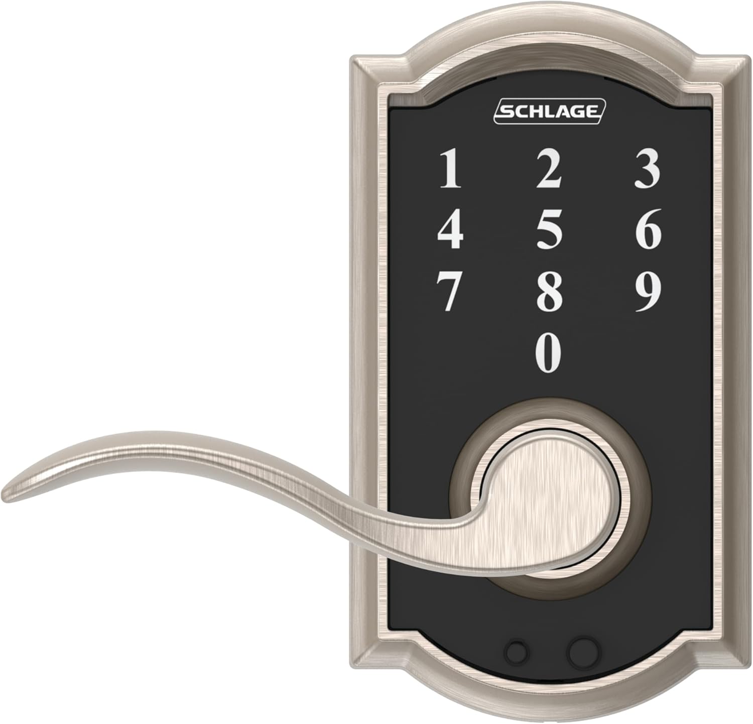 Schlage Touch Camelot FE695 CAM 619 Acc Satin Nickel Smart Lock with Accent Lever