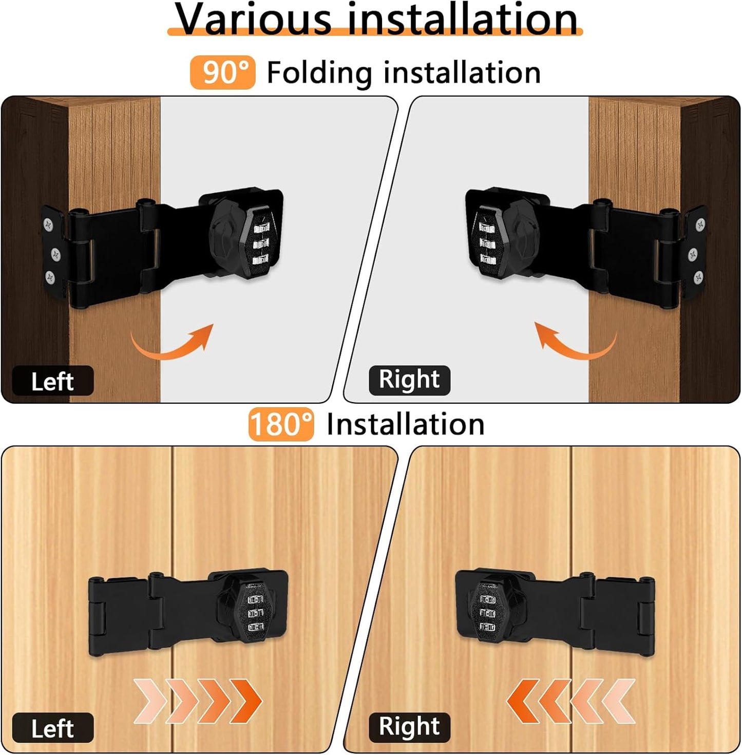 Secure Your Cabinets and Doors with Funnytek Double Hinge Cabinet Password Hasp Lock - 3 Digit Sliding Lockable Rotary Door Lock (Black)