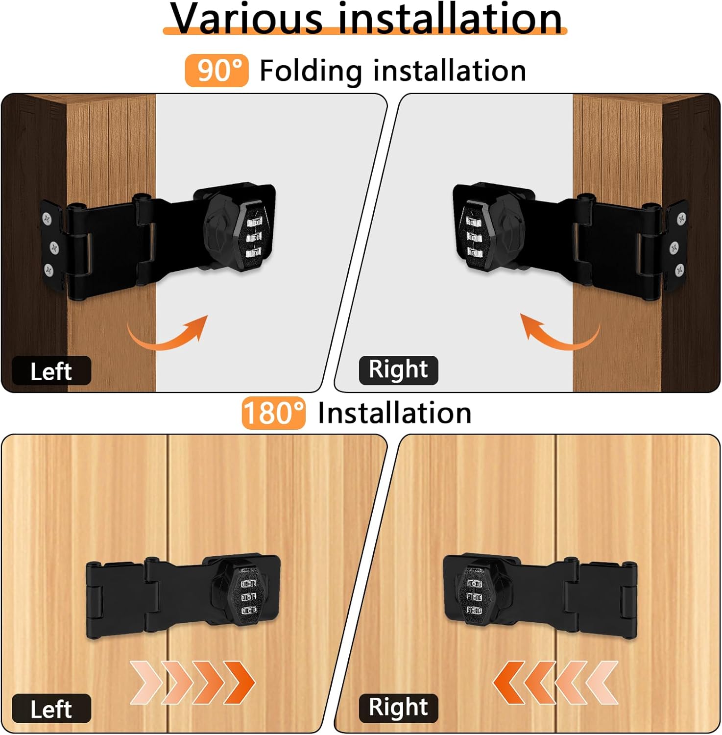 Secure Your Cabinets and Doors with Funnytek Double Hinge Cabinet Password Hasp Lock - 3 Digit Sliding Lockable Rotary Door Lock (Black)
