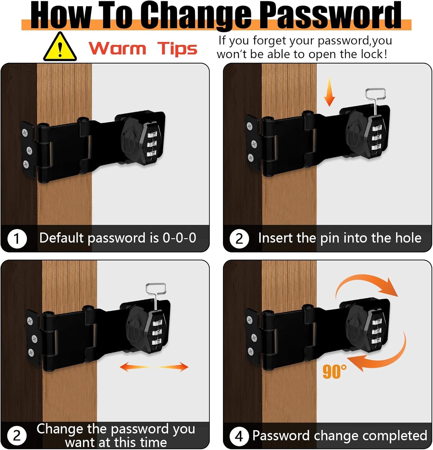 Secure Your Cabinets and Doors with Funnytek Double Hinge Cabinet Password Hasp Lock - 3 Digit Sliding Lockable Rotary Door Lock (Black)