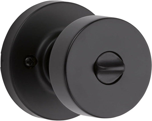 Secure your front entrance and bedroom with the Kwikset Pismo Entry Door Knob in Matte Black, featuring a pick-resistant SmartKey rekey security system and Microban protection.