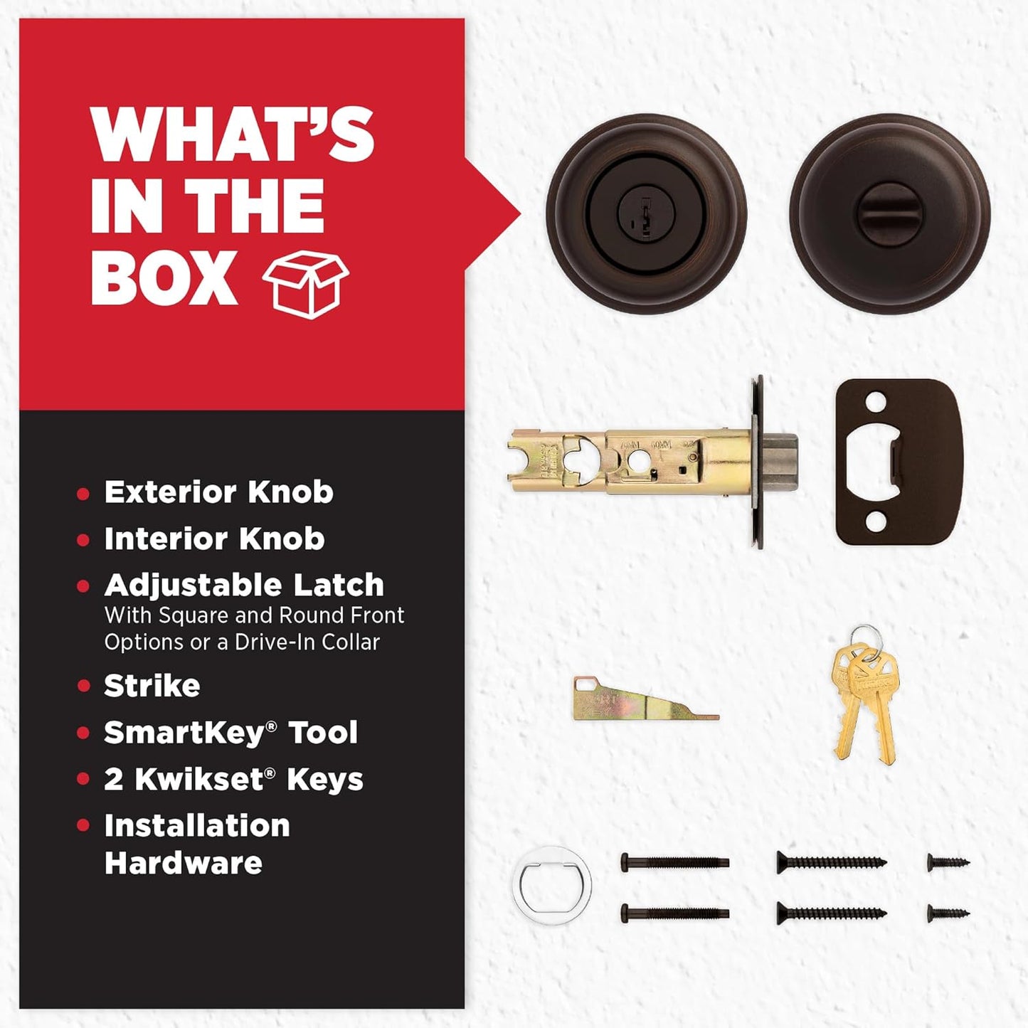 Secure your front entrance and bedroom with the Kwikset Juno Entry Door Knob in Venetian Bronze, featuring a pick-resistant SmartKey rekey system and Microban technology.