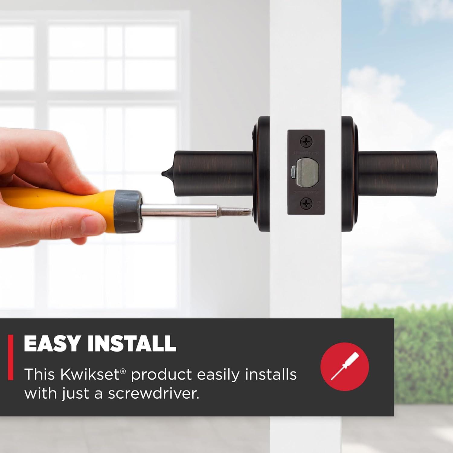 Secure your front entrance and bedrooms with the Kwikset Trafford Entry Door Handle in Venetian Bronze, featuring a pick-resistant SmartKey lock and Microban technology.