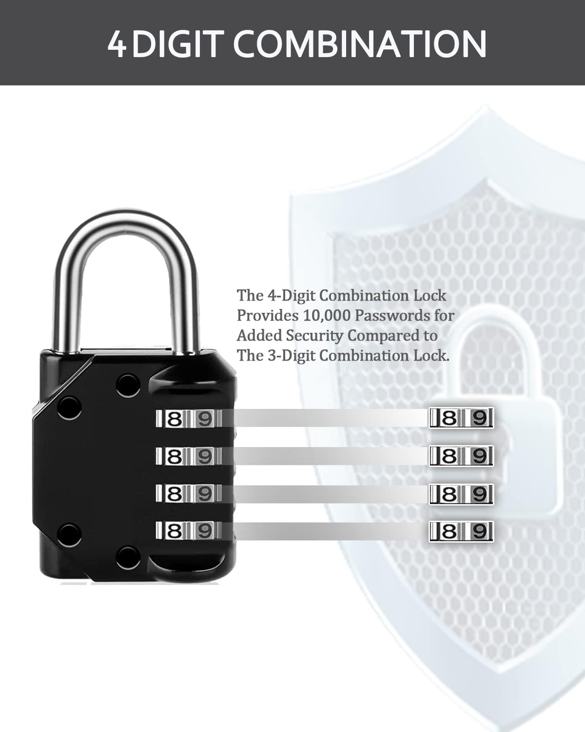 Secure Your Property with Vervida 2 Black Combo Lock & 4 Disc Padlocks - Ideal for Gym, School, Gate, Fence, Storage