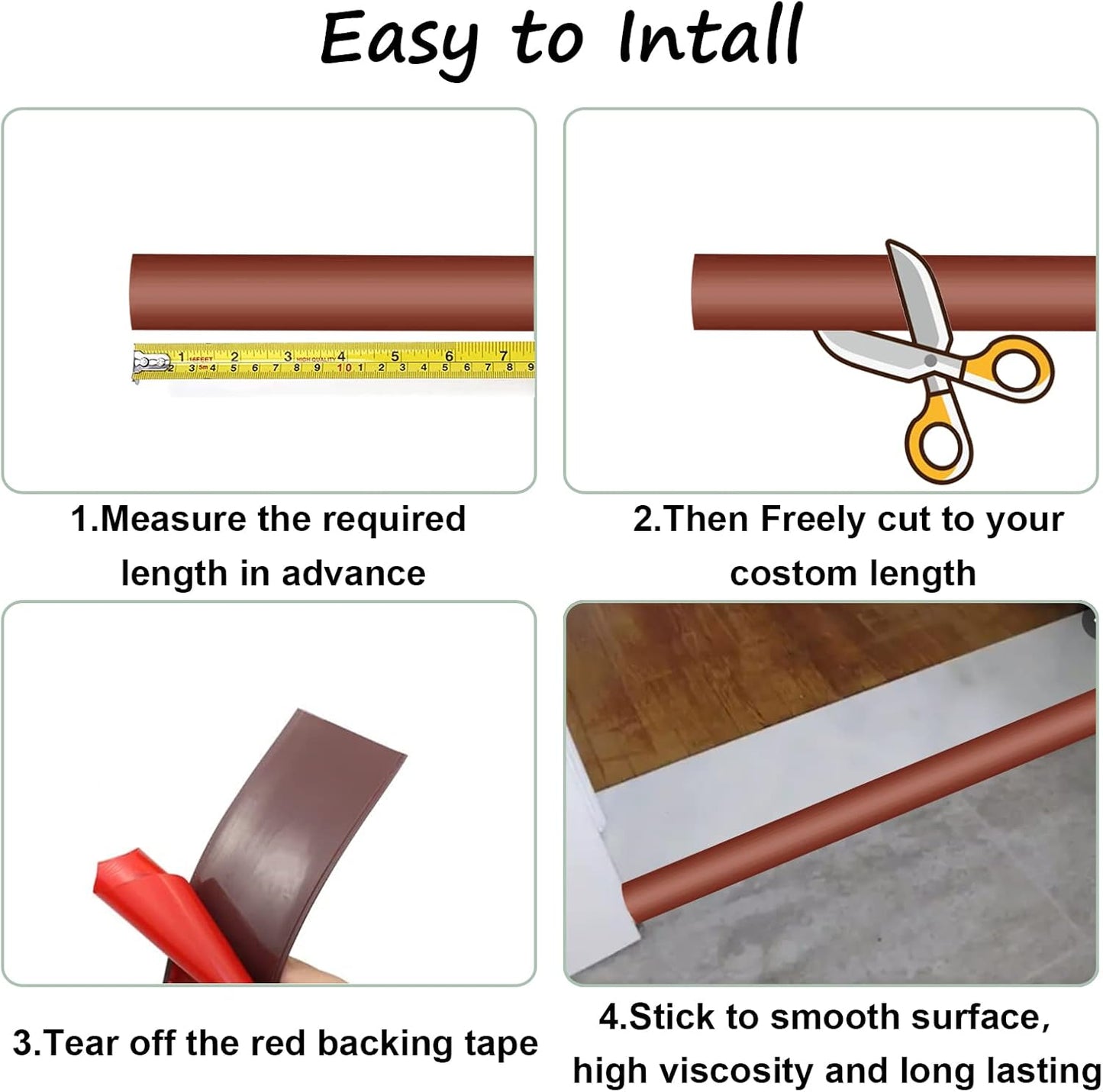 Self Adhesive Floor Transition Strip for Laminate & Vinyl Floors - Floor Edge Trim and Gap Covering Joining Strip