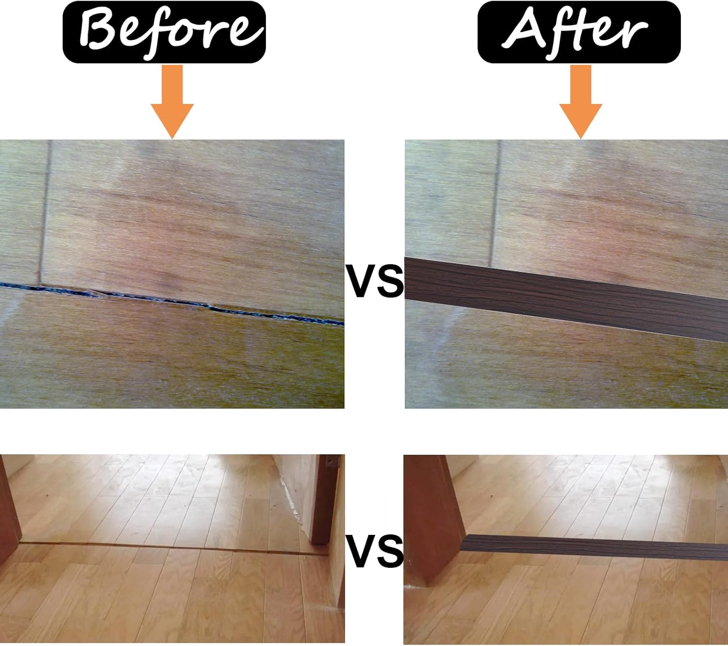 Self-Adhesive Floor Transition Strip for Vinyl, Laminate, and Gap Covering