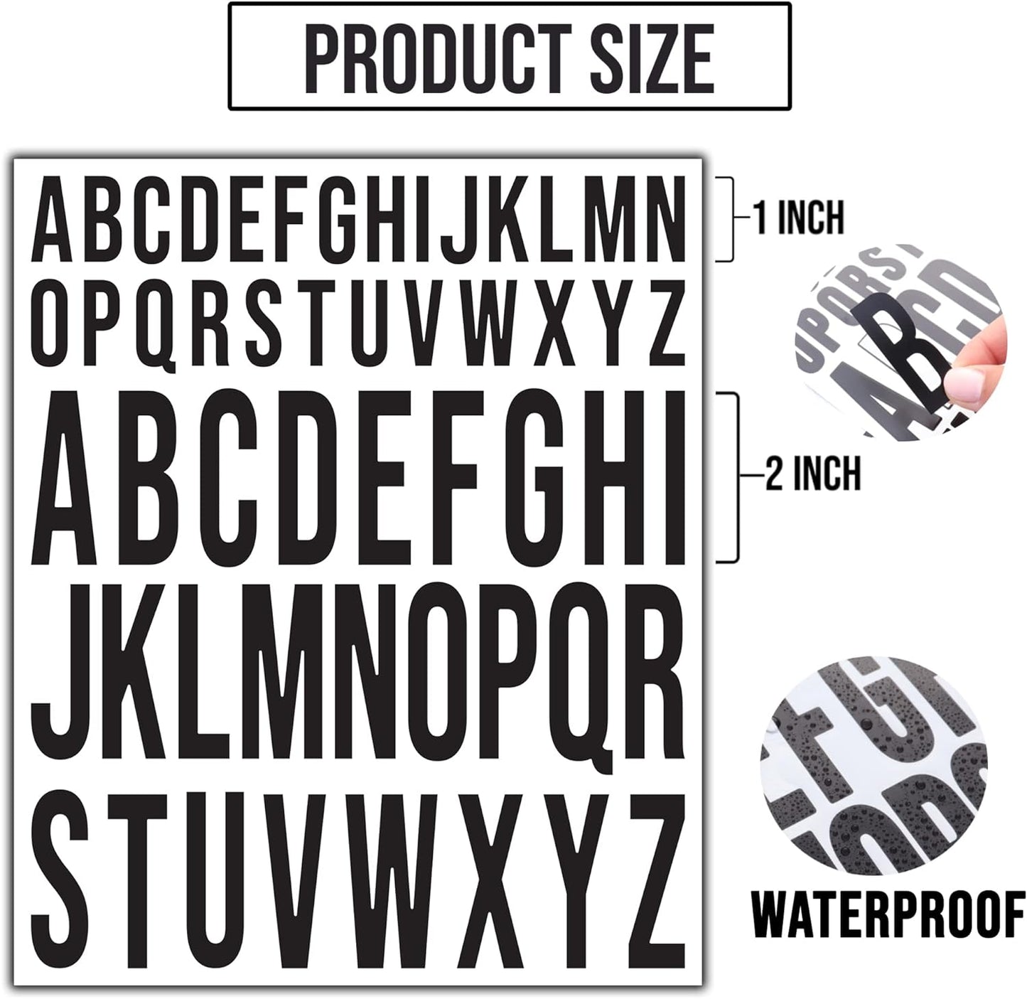 Self Adhesive Letter Stickers Set - 10 Sheets of 2 Inch+1 Inch Vinyl Capital Alphabet Letters for Crafts, Signs, Windows, Cars