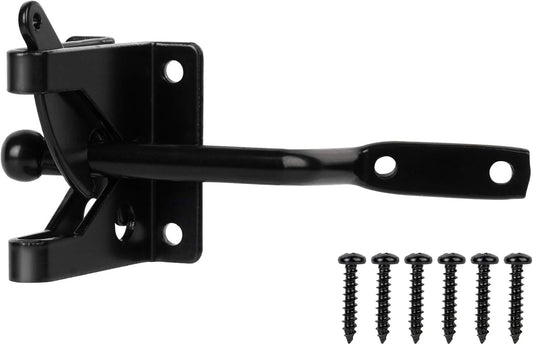 Self-Locking Gate Latch for Wooden Fence Post Mount - Automatic Gravity Lever, Secure Pool, Garden, Shed - Rust Resistant Black Powder Coating