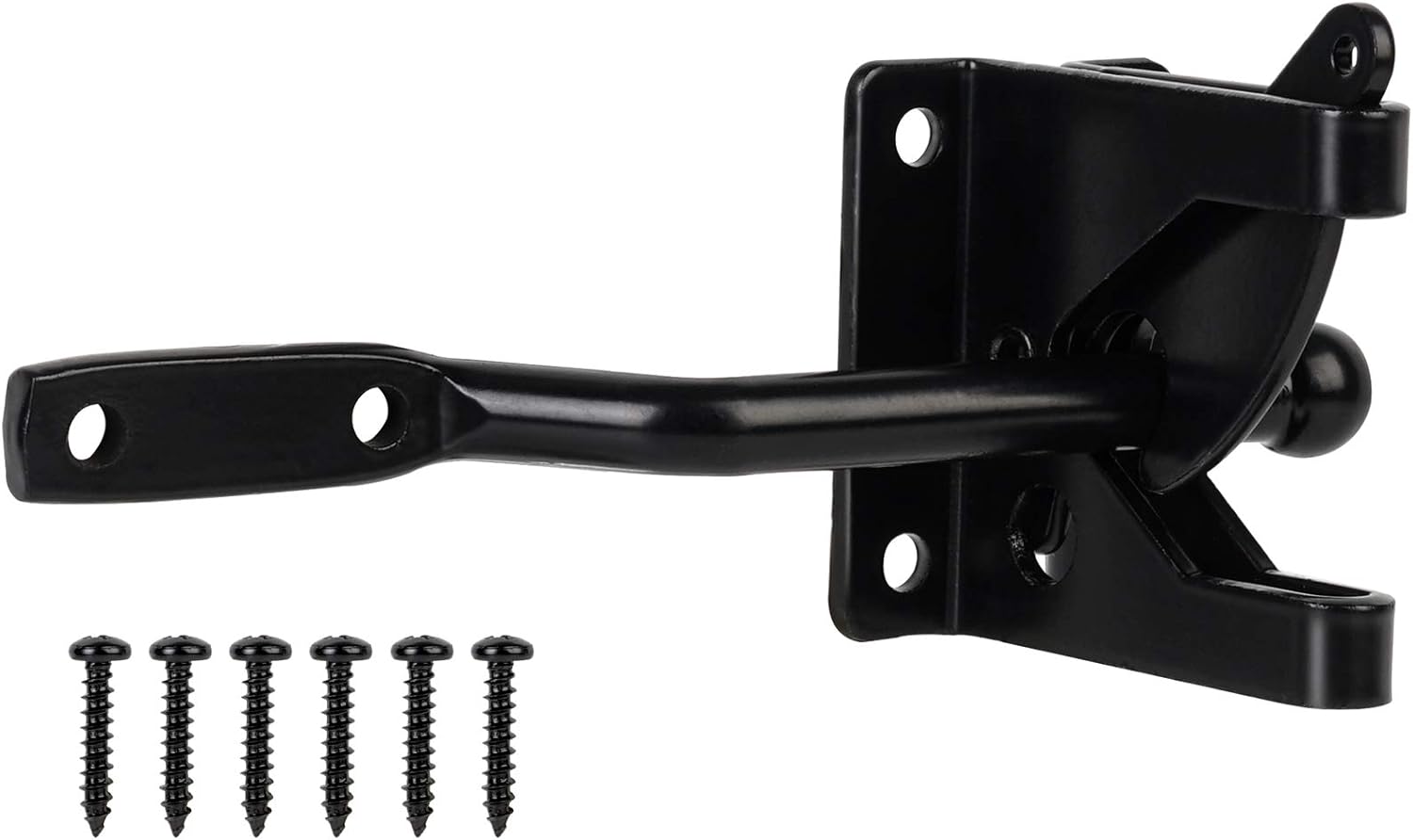 Self-Locking Gate Latch for Wooden Fence Post Mount - Automatic Gravity Lever, Secure Pool, Garden, Shed - Rust Resistant Black Powder Coating
