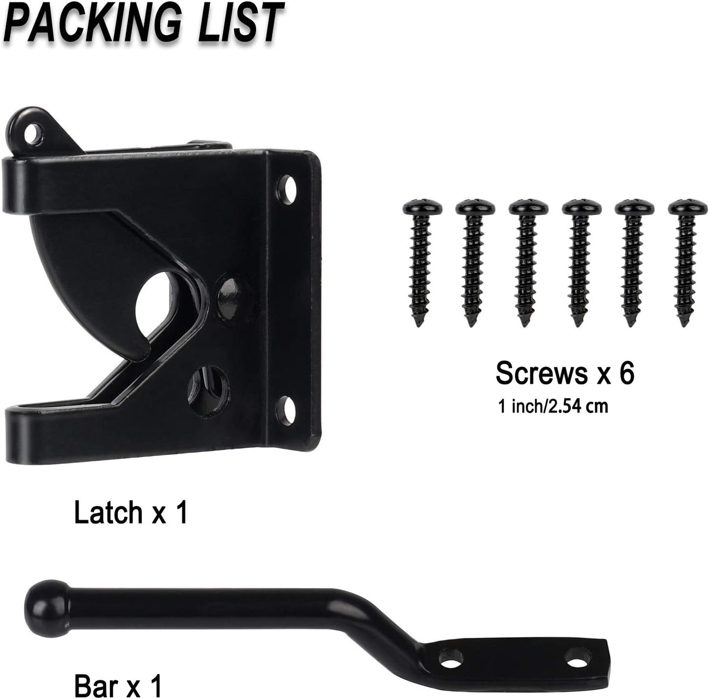 Self-Locking Gate Latch for Wooden Fence Post Mount - Automatic Gravity Lever, Secure Pool, Garden, Shed - Rust Resistant Black Powder Coating