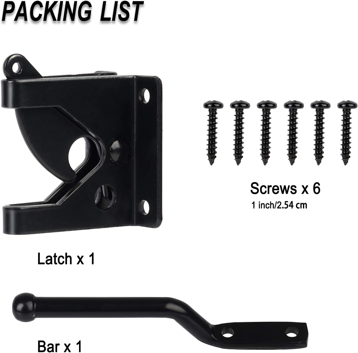 Self-Locking Gate Latch for Wooden Fence Post Mount - Automatic Gravity Lever, Secure Pool, Garden, Shed - Rust Resistant Black Powder Coating