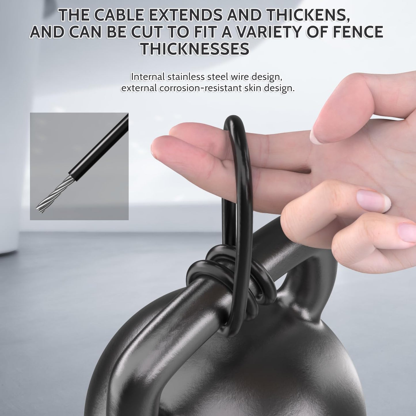 Self-Locking Gate Latch with Spring Cable Pull for Wooden Fence - Black Carbon Steel - Fence Door Accessory