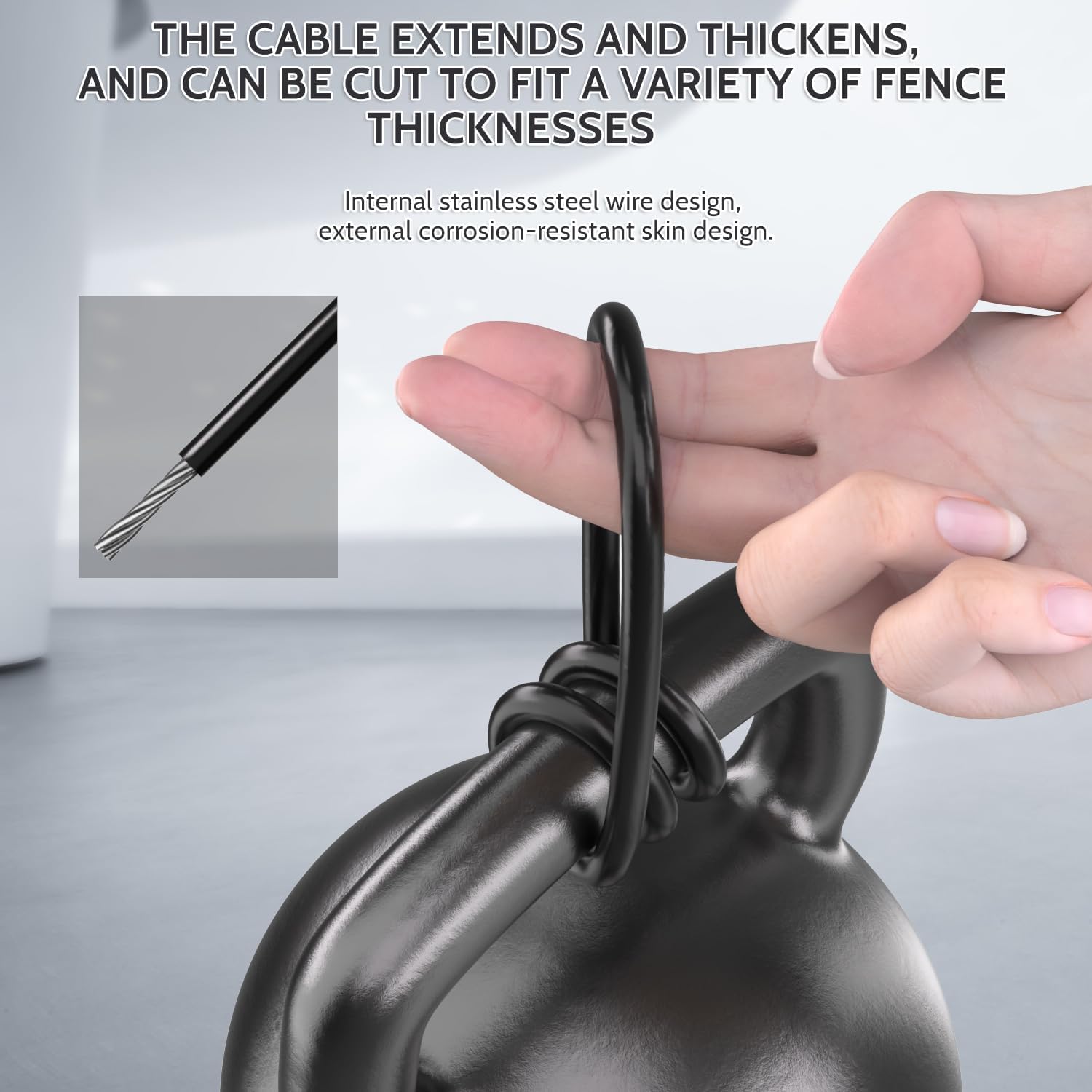 Self-Locking Gate Latch with Spring Cable Pull for Wooden Fence - Black Carbon Steel - Fence Door Accessory