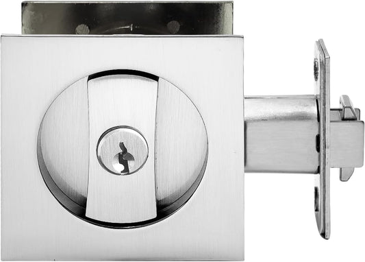 Senharvest Privacy Pocket Door Lock with Key - Invisible Hardware for Bathroom Bedroom Doors - 2 Sided, 2 3/8" Backset - Fits 1 3/8” to 2 3/16” Thick Doors - Silver - WildKart