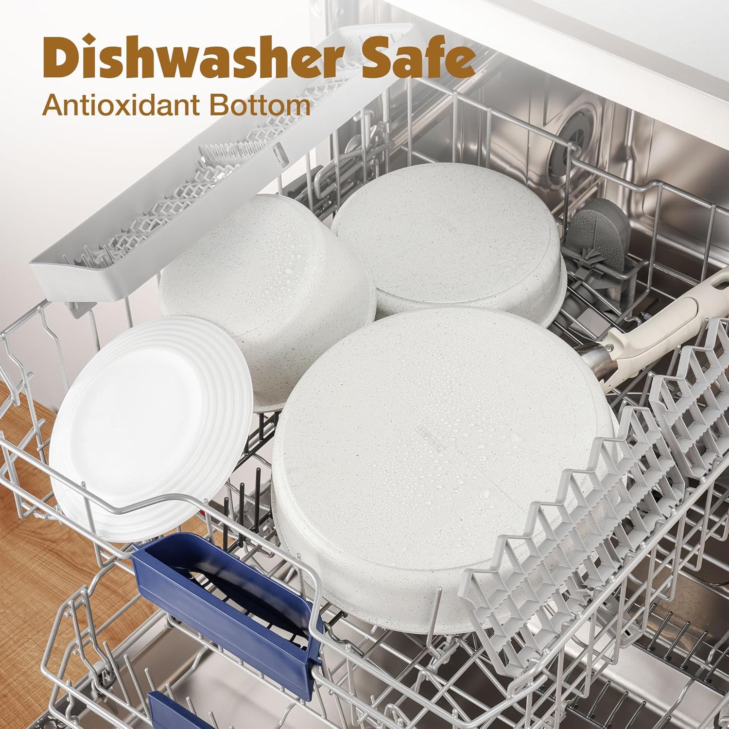 SENSARTE 13 Piece Nonstick Pots and Pans Set with Removable Handle, Induction Cookware for RV, Dishwasher & Oven Safe - PFOA Free White Kitchen Set