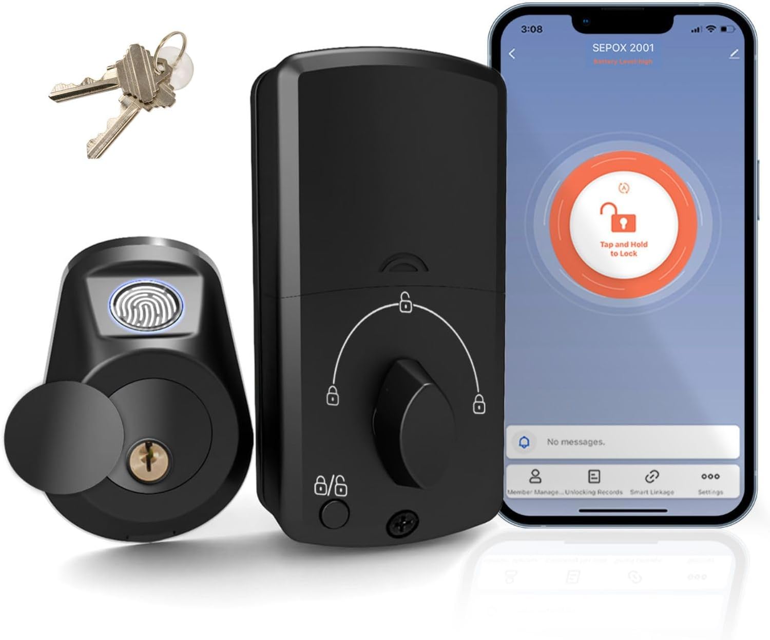 SEPOX® Keyless Smart Lock Set for Front Door with Bonus Laminated Padlock