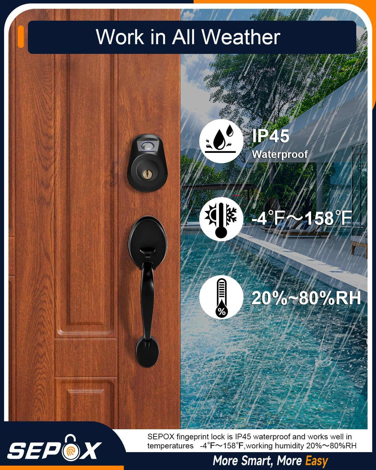 SEPOX® Keyless Smart Lock Set for Front Door with Bonus Laminated Padlock