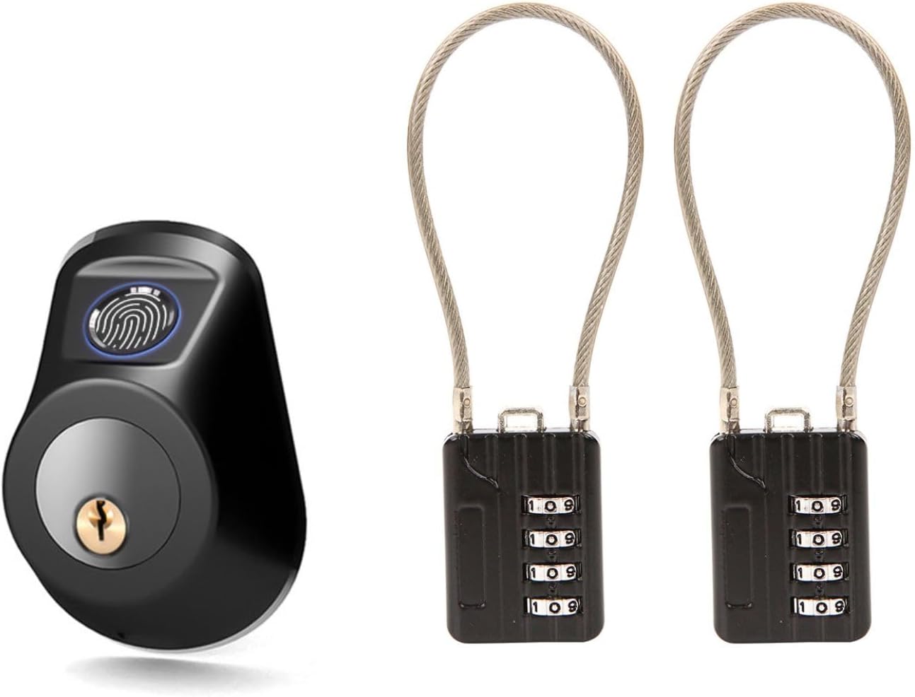 SEPOX® Keyless Smart Lock Set with Front Door Lock and 2 Long Cable Padlocks