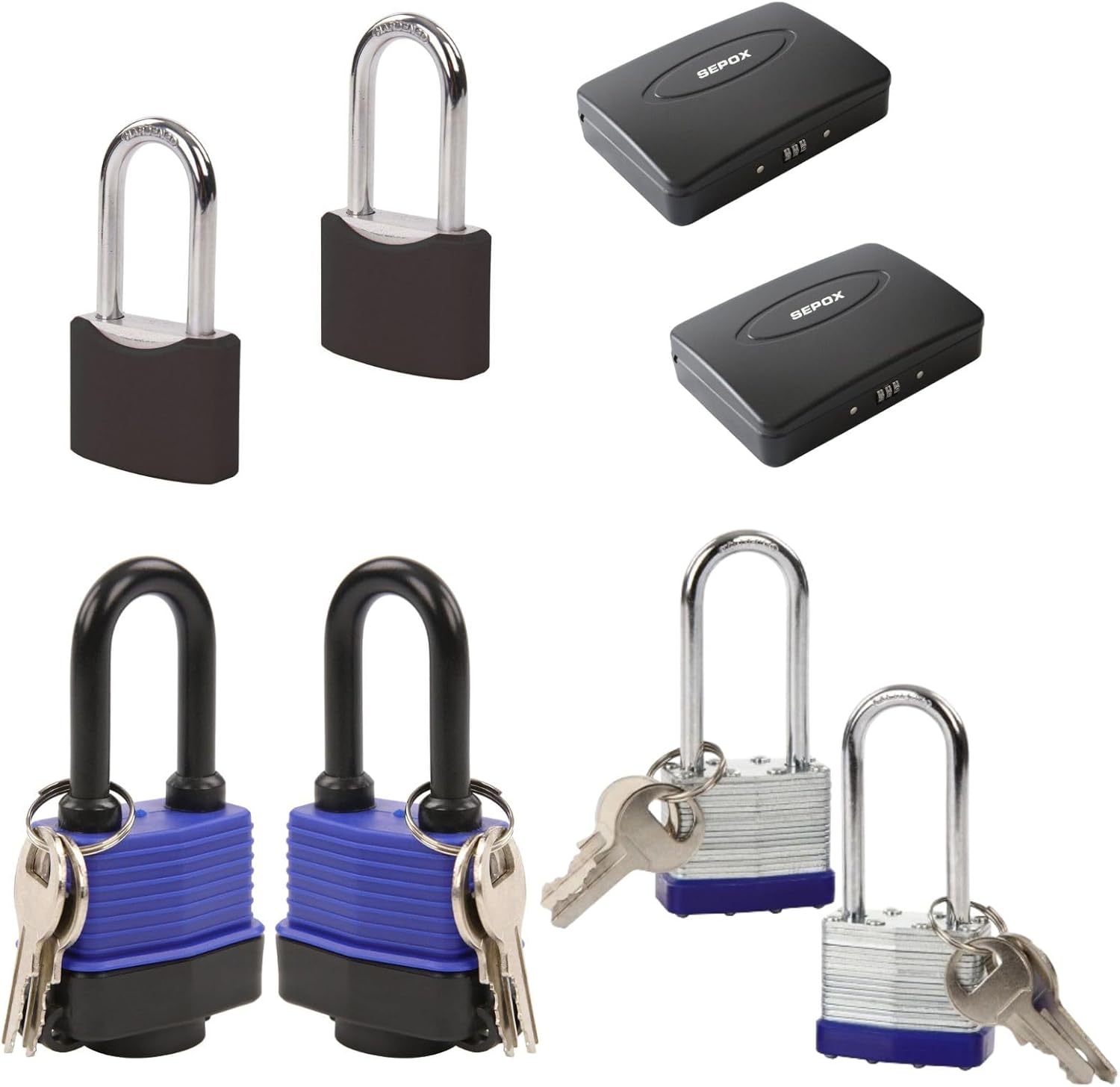 SEPOX Portable Weather-Proof Steel Lock Box Safe with Extra-Long-Shackle Brass Cylinder for Boat, Fishing, Marine, Fence Storage