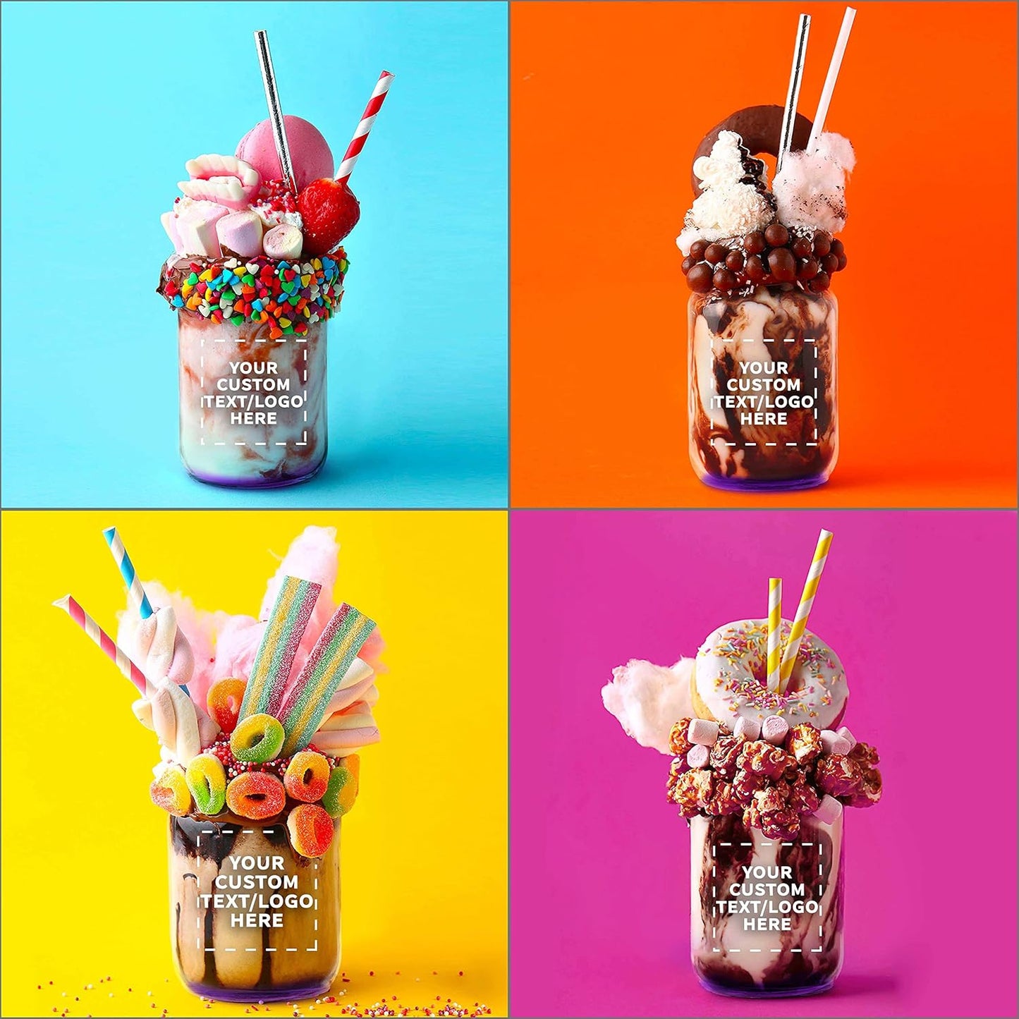 Set of 10 12 oz. Custom Decorating Mason Jars - Personalized Bulk Pack for Overnight Oats, Candies, Fruits, Pickles, Spices, Beverages - Purple