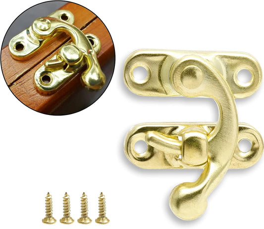 Set of 10 Antique Gold Latch Hooks for Jewelry Boxes, Toolboxes, and Suitcases