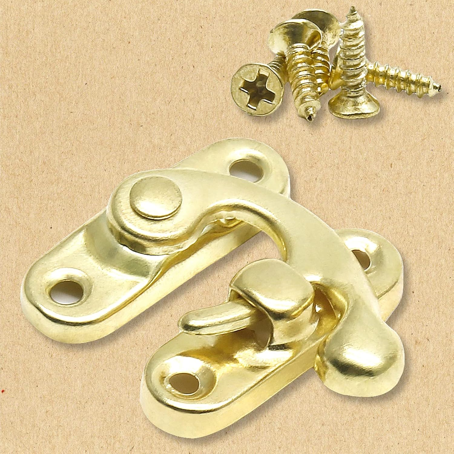 Set of 10 Antique Gold Latch Hooks for Jewelry Boxes, Toolboxes, and Suitcases